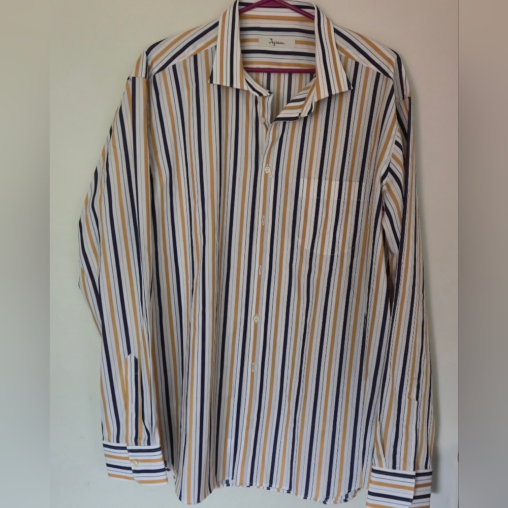 Ingram XXL Men Striped Button Up Shirt Made In Italy Cotton Multicolour Stripe - Picture 5 of 11